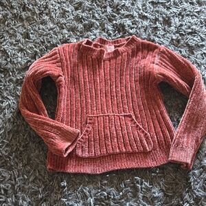 Kids Ribbed Knit Sweater - Rust